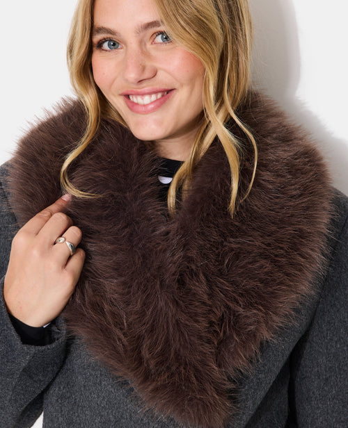 Manteau effet drap de laine avec col fausse fourrure - PIMKIE - 1