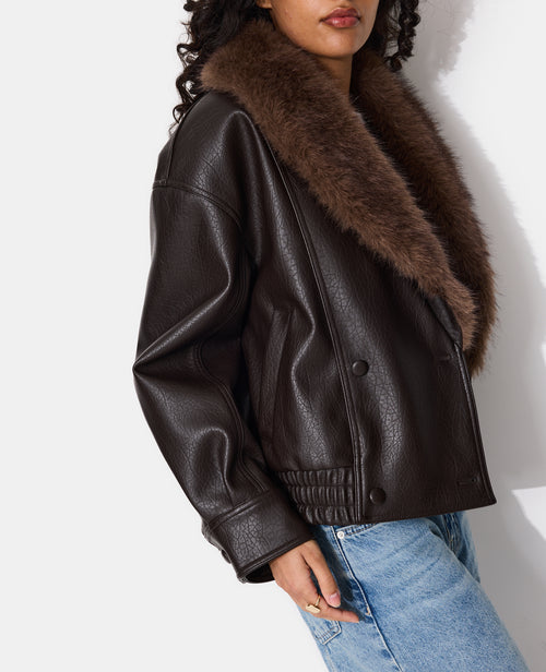 Blouson en simili avec grand col fourrure - PIMKIE - 2