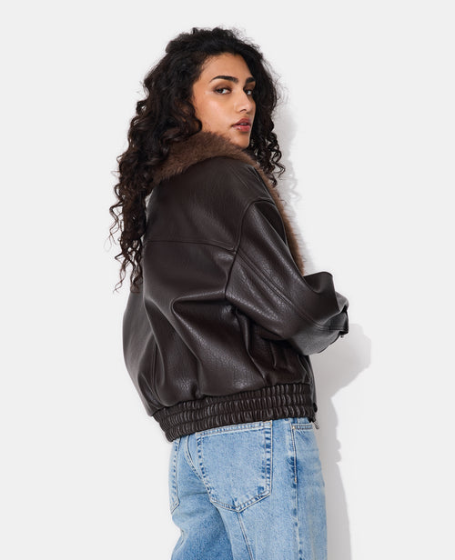 Blouson en simili avec grand col fourrure - PIMKIE - 6