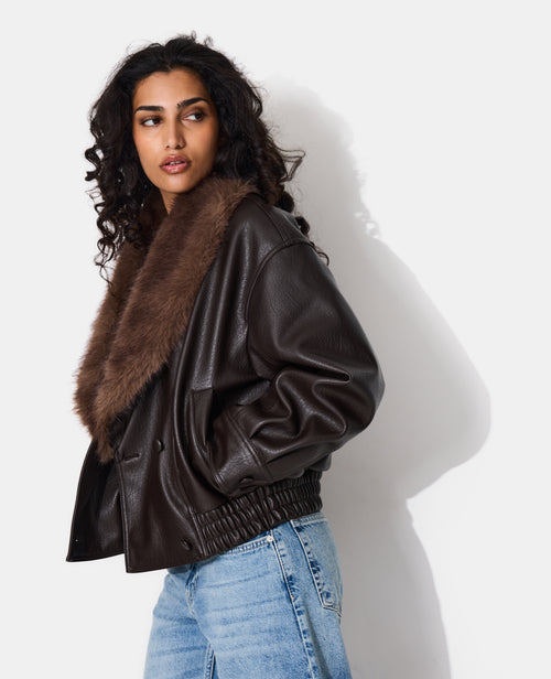 Blouson en simili avec grand col fourrure - PIMKIE - 7