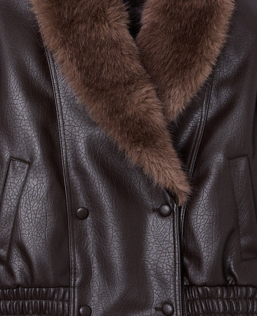 Blouson en simili avec grand col fourrure - PIMKIE - 2