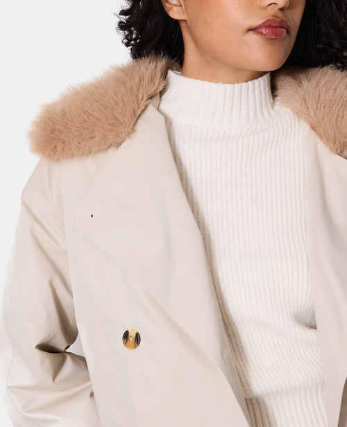 Blouson esprit trench avec col fourrure - PIMKIE - 2