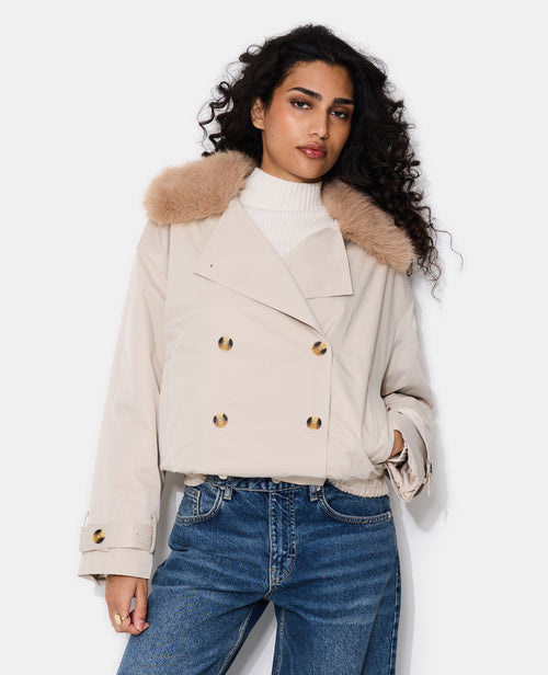 Blouson esprit trench avec col fourrure - PIMKIE - 5