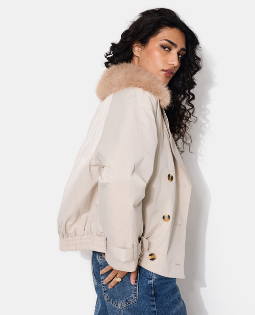 Blouson esprit trench avec col fourrure - PIMKIE - 1