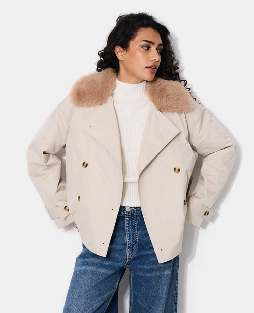 Blouson esprit trench avec col fourrure - PIMKIE - 2