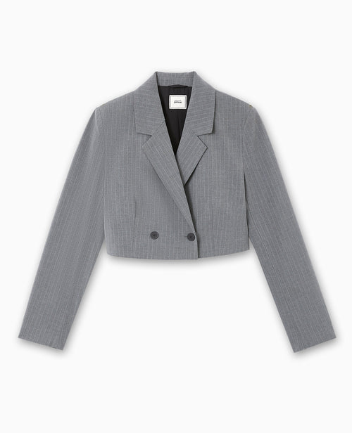 Veste blazer cropped rayures banquier - PIMKIE - 4