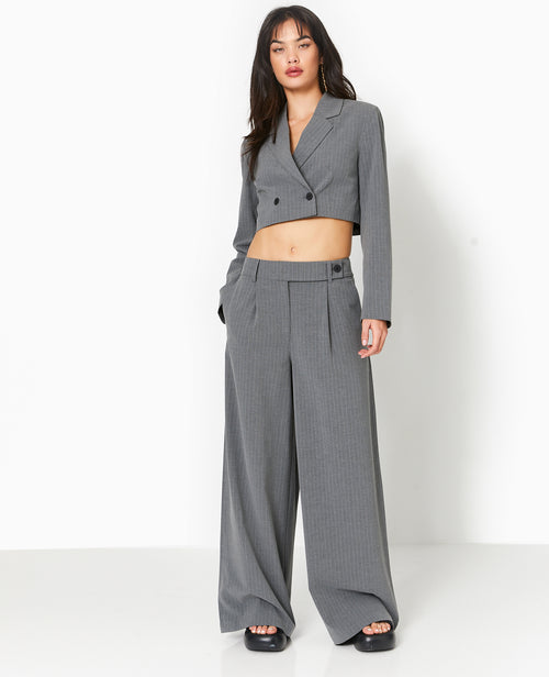 Veste blazer cropped rayures banquier - PIMKIE - 5