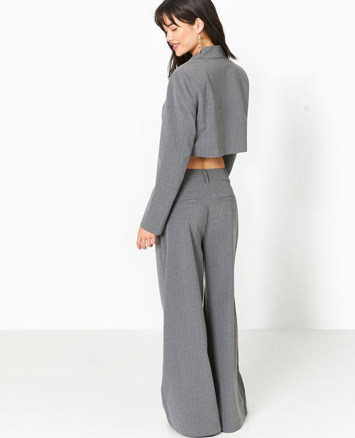 Veste blazer cropped rayures banquier - PIMKIE - 6