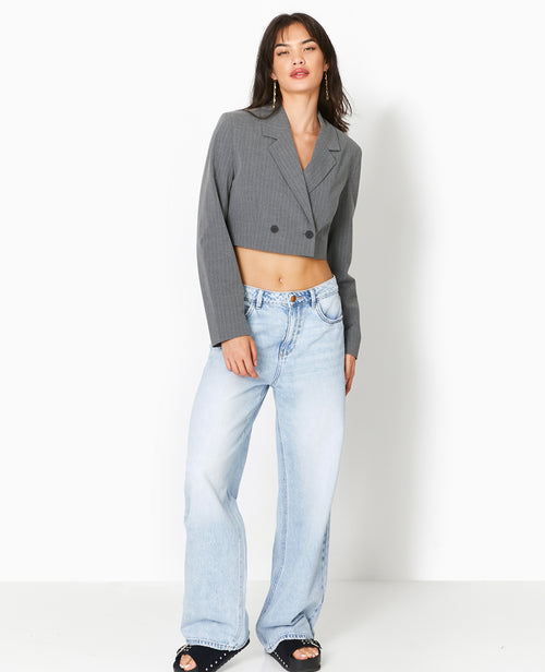 Veste blazer cropped rayures banquier - PIMKIE - 7