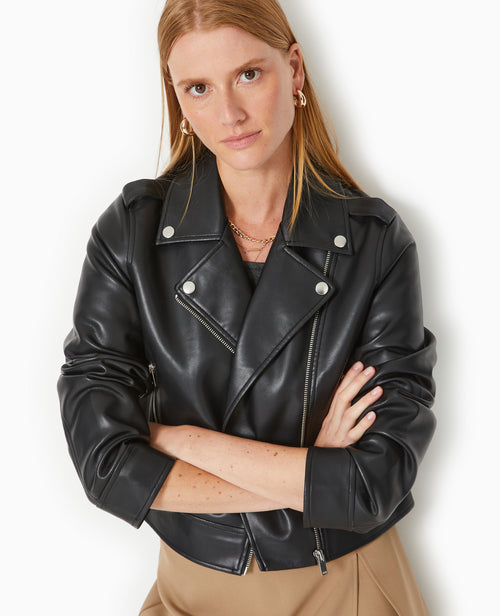 Blouson biker court en simili cuir - PIMKIE - 1