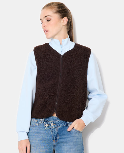 Veste sans manches zippée en sherpa - PIMKIE - 1