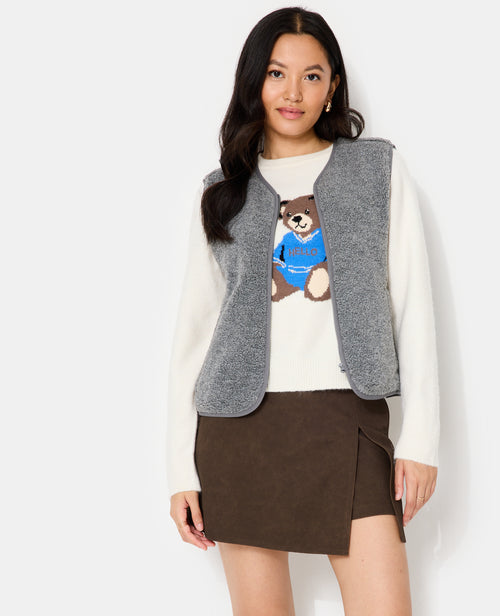 Veste sans manches zippée en sherpa - PIMKIE - 1