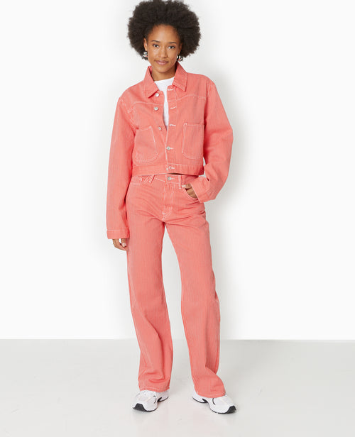 Veste courte en toile avec fines rayures - PIMKIE - 1