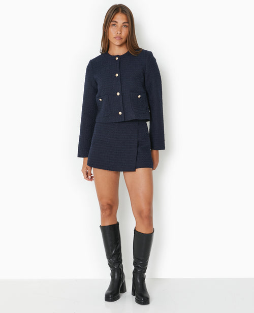 Veste droite en tweed avec boutons dorés - PIMKIE - 1