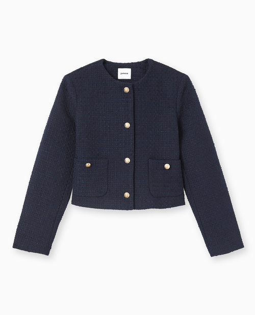 Veste droite en tweed avec boutons dorés - PIMKIE - 4