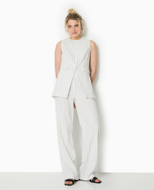 Veste longue sans manche avec fines rayures - PIMKIE - 1