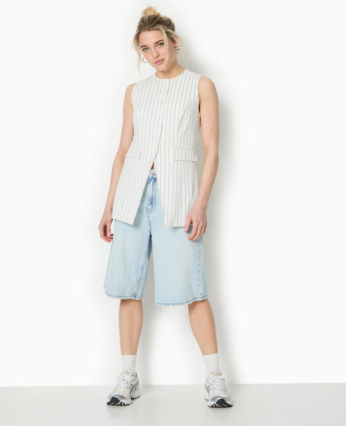 Veste longue sans manche avec fines rayures - PIMKIE - 3