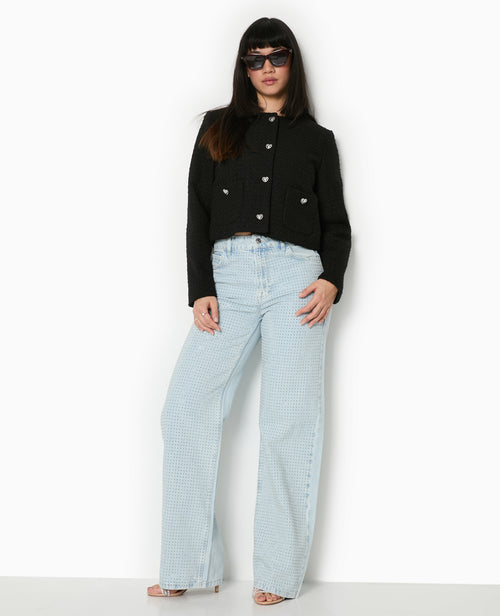 Veste courte en tweed avec boutons cœur - PIMKIE - 3