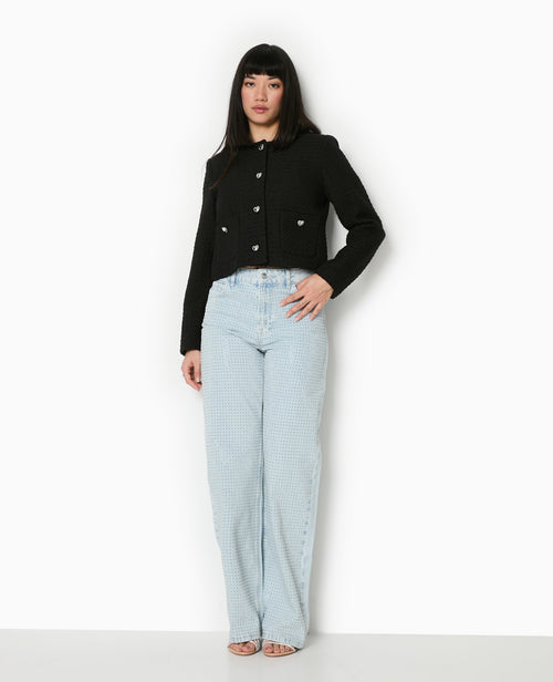 Veste courte en tweed avec boutons cœur - PIMKIE - 5