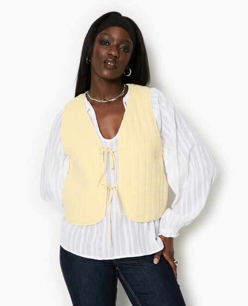 Veste sans manches en gaze de coton matelassée - PIMKIE - 1