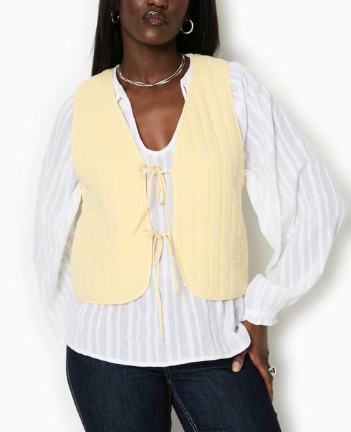 Veste sans manches en gaze de coton matelassée - PIMKIE - 1