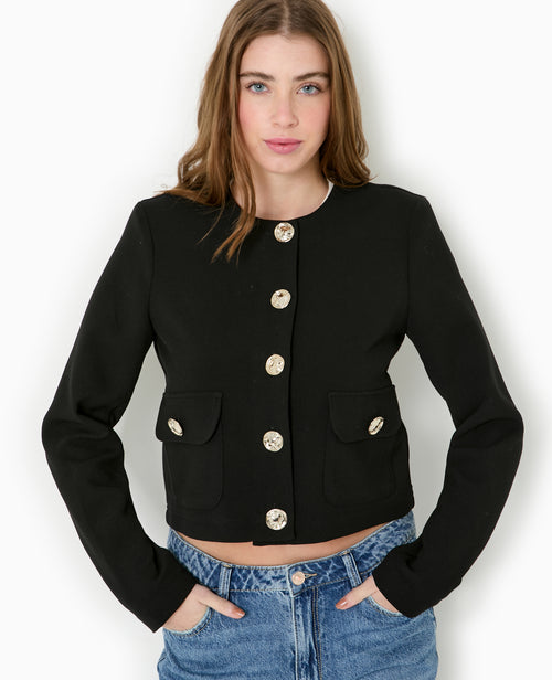 Veste droite et courte avec boutons fantaisie - PIMKIE - 1