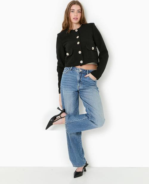 Veste droite et courte avec boutons fantaisie - PIMKIE - 2