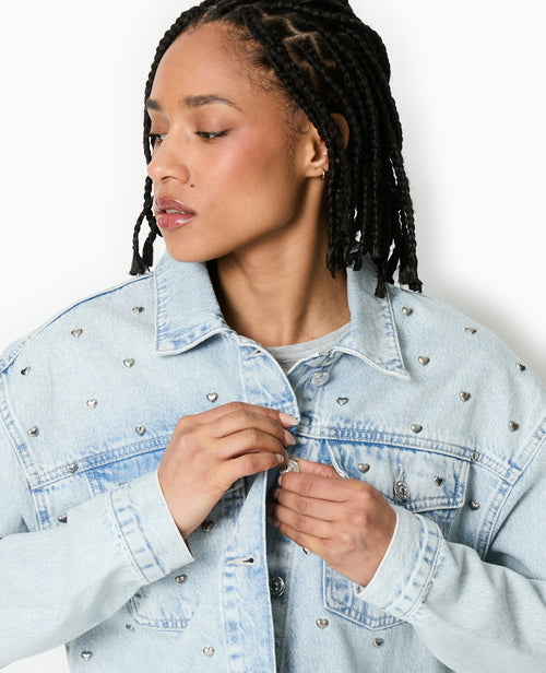 Veste en jean avec cœurs métalliques - PIMKIE - 3