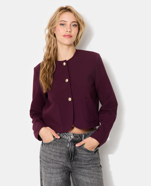 Veste droite et courte avec boutons écussons - PIMKIE - 1