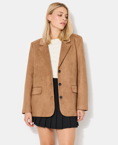 Veste blazer oversize en suédine - PIMKIE - 1