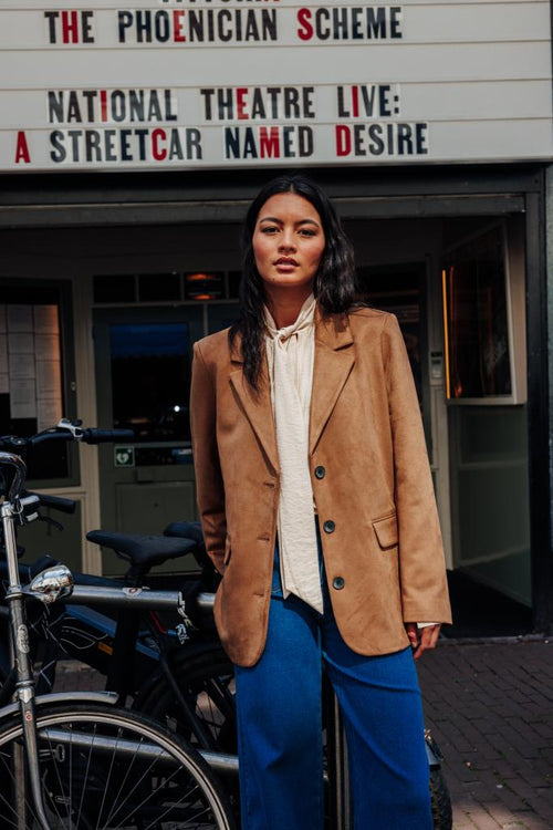 Veste blazer oversize en suédine - PIMKIE - 1