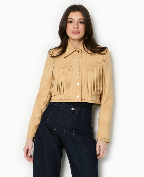 Veste western courte en suédine avec franges - PIMKIE - 5