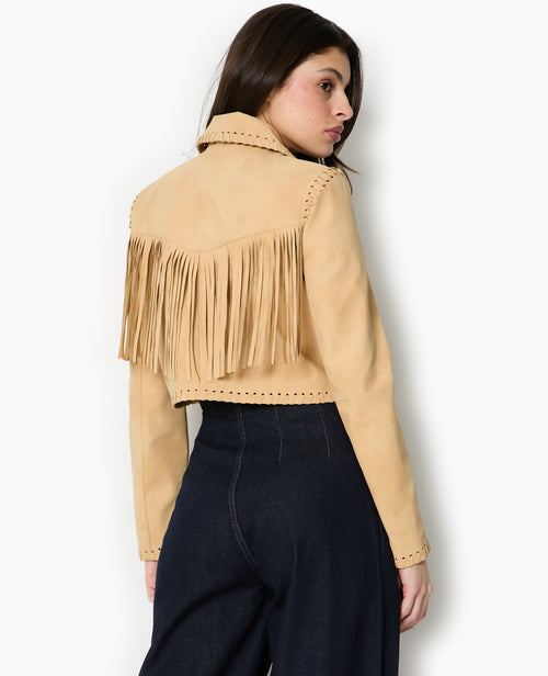 Veste western courte en suédine avec franges - PIMKIE - 6