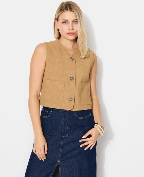 Veste sans manches en suédine - PIMKIE - 1