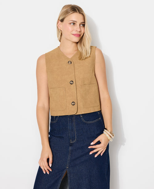 Veste sans manches en suédine - PIMKIE - 1