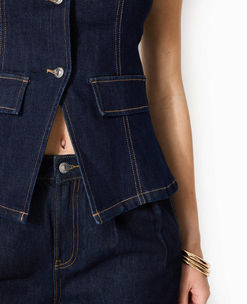 Veste en jean sans manches façon gilet de barman - PIMKIE - 2