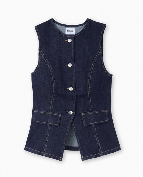 Veste en jean sans manches façon gilet de barman - PIMKIE - 4