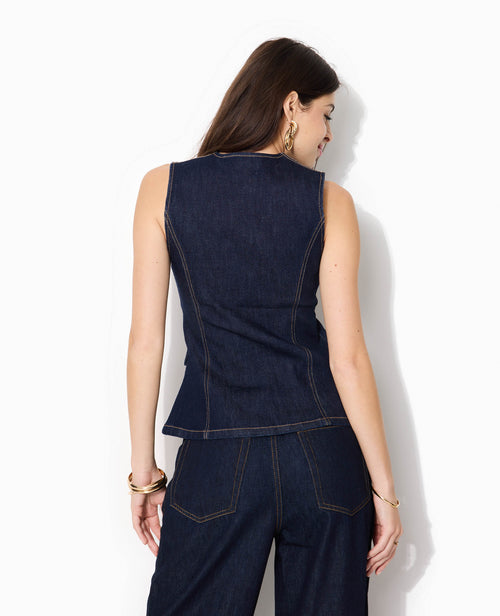 Veste en jean sans manches façon gilet de barman - PIMKIE - 6