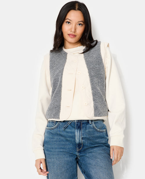 Veste sans manches avec empiècements sherpa - PIMKIE - 5