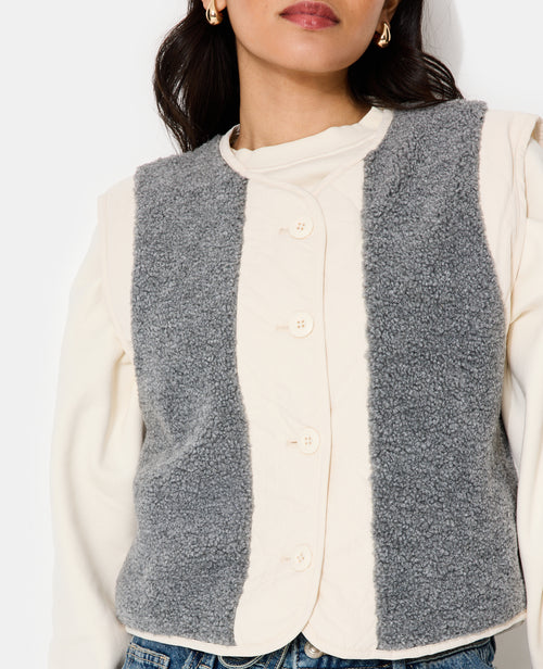 Veste sans manches avec empiècements sherpa - PIMKIE - 7