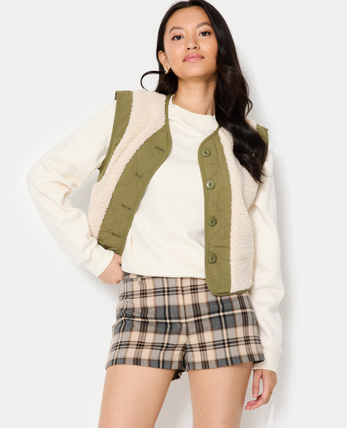 Veste sans manches avec empiècements sherpa - PIMKIE - 1