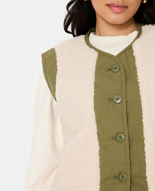 Veste sans manches avec empiècements sherpa - PIMKIE - 2