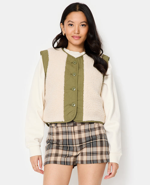 Veste sans manches avec empiècements sherpa - PIMKIE - 7