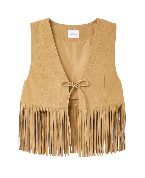 Gilet sans manches en suédine avec franges - PIMKIE - 4