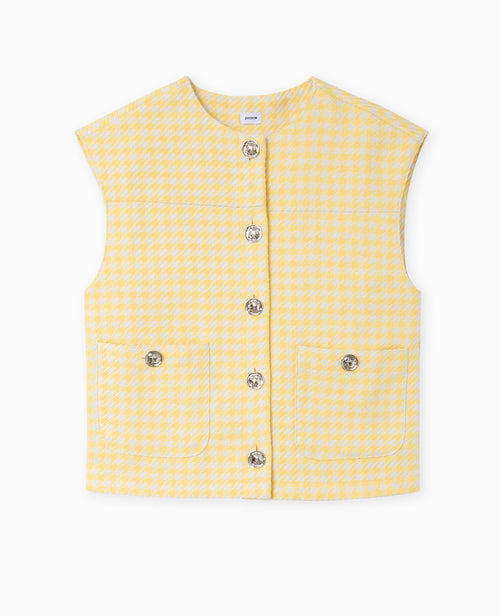 Veste sans manches en tweed motif pied-de-poule - PIMKIE - 4