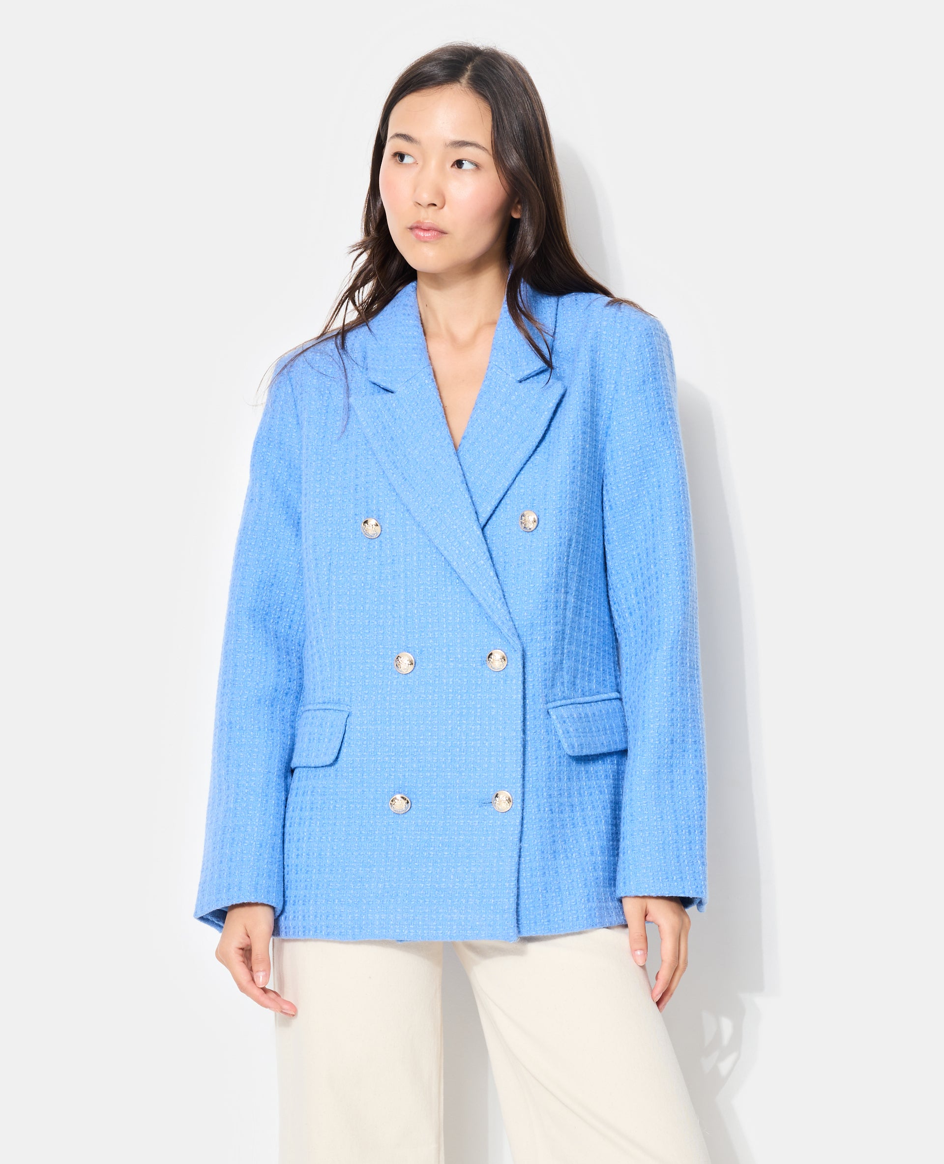 Blazer en laine bouclée marron Celina – Etre concept store Blazer en laine bouclée marron Celina – Etre concept store