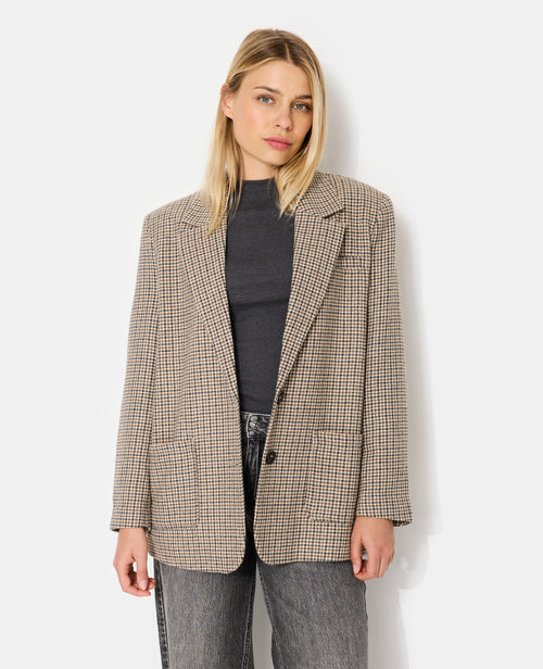 Veste blazer oversize en tissu chaud motif pied-de-poule - PIMKIE - 1
