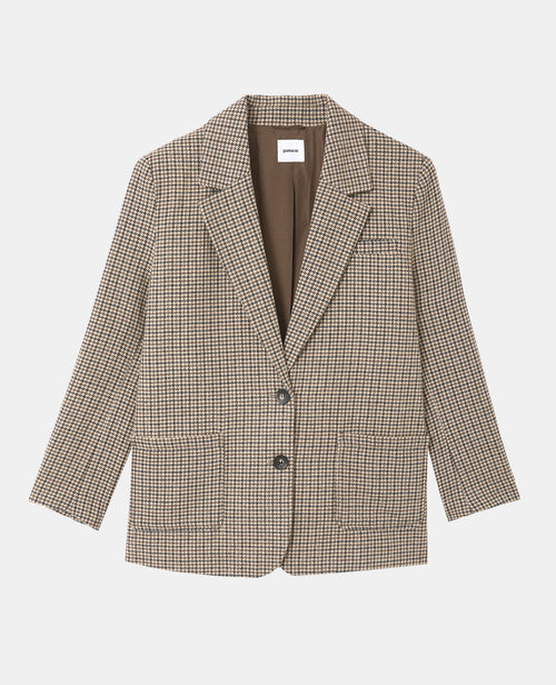 Veste blazer oversize en tissu chaud motif pied-de-poule - PIMKIE - 4