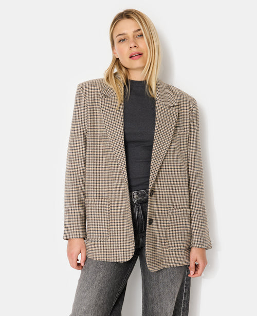 Veste blazer oversize en tissu chaud motif pied-de-poule - PIMKIE - 5