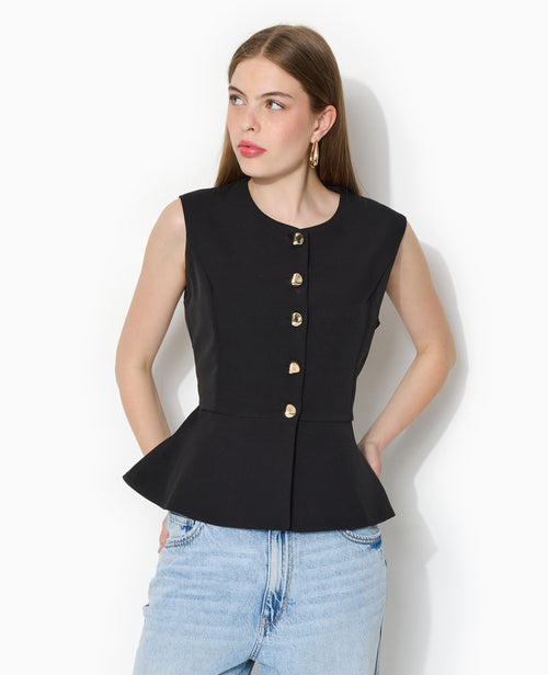Veste sans manches peplum avec boutons fantaisie - PIMKIE - 5